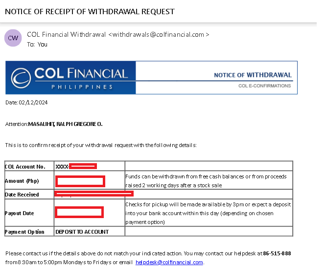 How Do I Withdraw My Funds Using the Online Withdrawal Facility (COL Financial)?