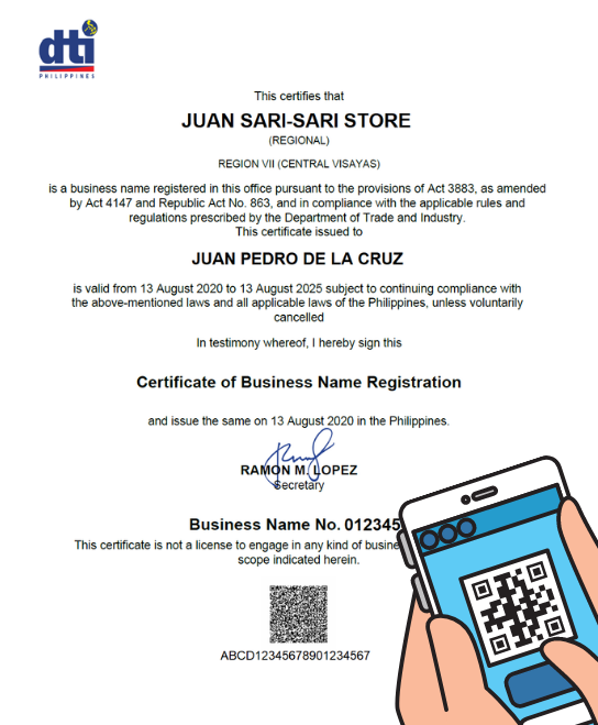 DTI: HOW TO VERIFY A BUSINESS NAME REGISTRATION CERTIFICATE?